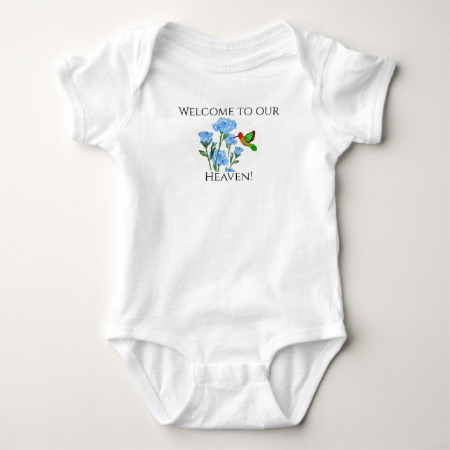 Personalize Baby's One=Piece Floral Hummingbird Baby Strampler (Vorderseite)