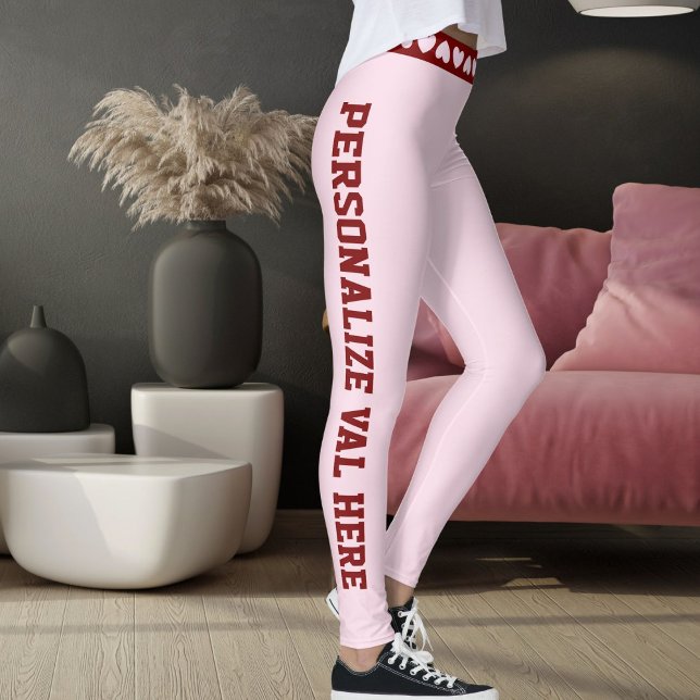 Personalize Be My Valentine Day Love Red Pink Gift Leggings (Von Creator hochgeladen)