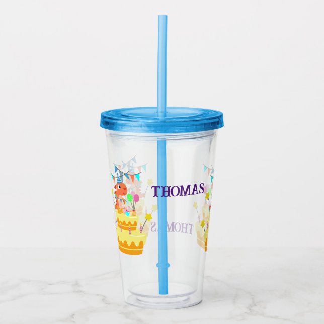 Personalize Birthday Dinosaur Acryltrinkbecher (Vorderseite)