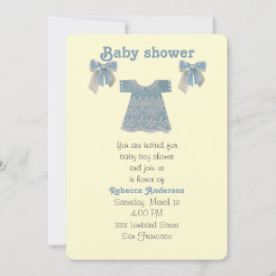 Personalize, Blue Baby Boy Kleid Einladung