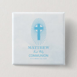 Personalize, Blue First Heilige Kommuny Cross Gast Button