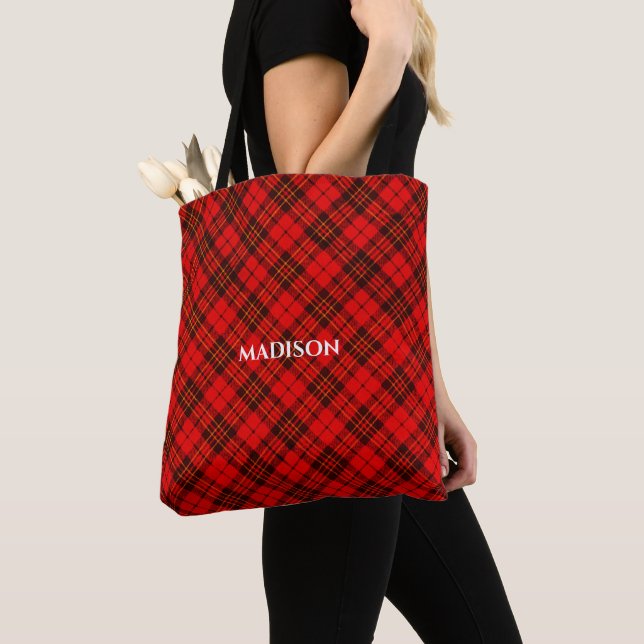 Personalize Bright Elegante Red Christmas Tartan Tasche (Von Nahem)