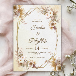 Personalize brown rustic flower weding Invitation Einladung