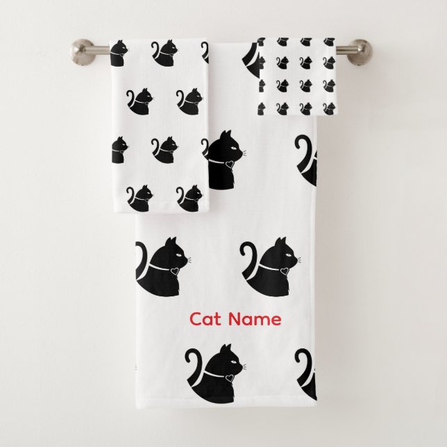 Personalize Cat Lovers Gift  Badhandtuch Set (Insitu)