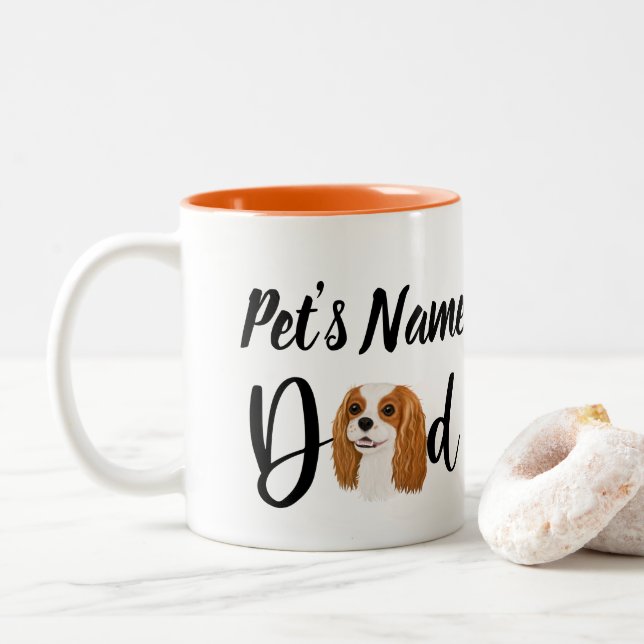 Personalize Cavalier King Charles Spaniel Vater Zweifarbige Tasse (Mit Donut)