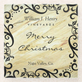 Personalize Christmas Marble Scroll Wine Glasuntersetzer