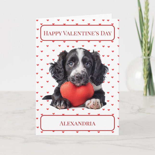 Personalize Cocker Spanisch Welppy Valentine Card Dankeskarte (Vorderseite)