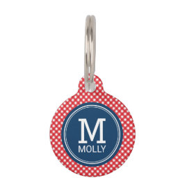 Personalize Country Picnic Red Gingham Monogram Tiernamensmarke