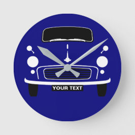 Personalize Custom Dark Blue Morris Minor Pop Art Runde Wanduhr