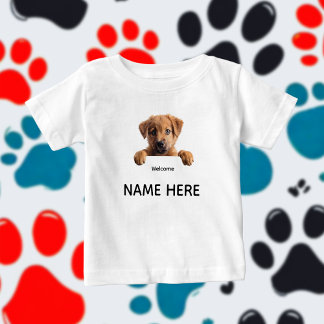 Personalize Cute Welcome Puppy  Baby T-shirt