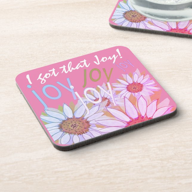 Personalize Daisy: Floral Joy, Joy, Joy! Getränkeuntersetzer (Linke Seite)
