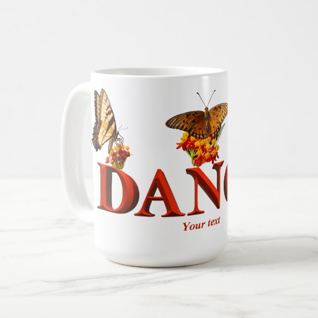 Personalize Dance sign with butterflies  Kaffeetasse (Vorderseite Links)