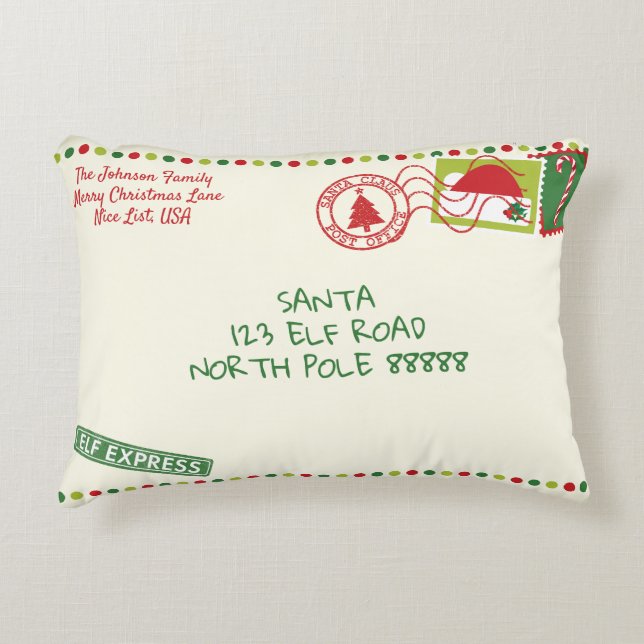Personalize Dots Weihnachtsbrief Weihnachten Dekokissen (Vorderseite)