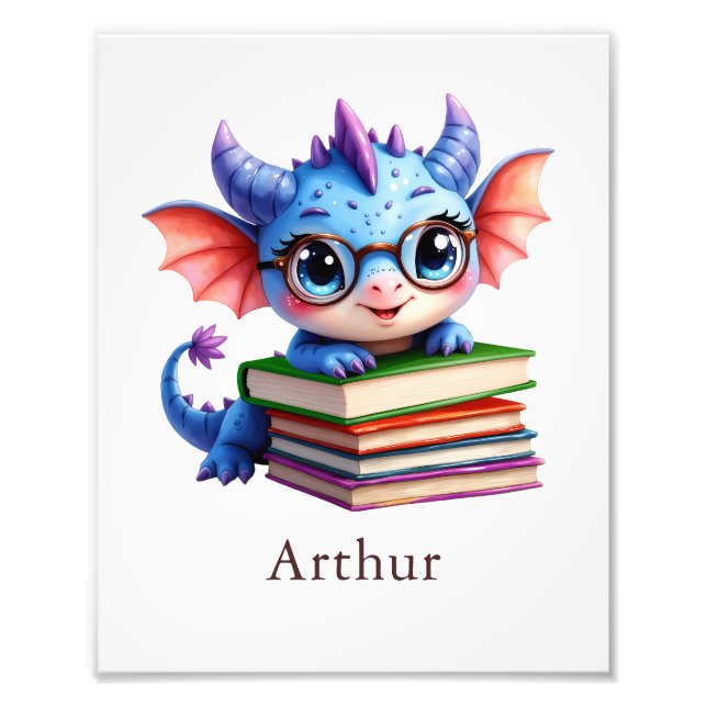 Personalize Dragon Art Print Custom Name Kids Room Fotodruck (Vorne)
