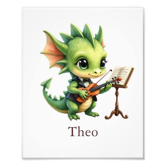 Personalize Dragon Art Print Custom Name Kids Room Fotodruck (Vorne)