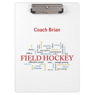 Personalize, Field Hockey Coach Vielen Dank in Wor Klemmbrett