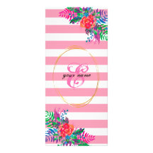 personalize floral with pastel pink stripes