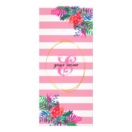 personalize floral with pastel pink stripes werbekarte