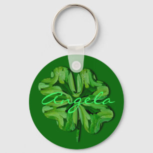 (Personalize)Four Leaf Clover with Name Schlüsselanhänger