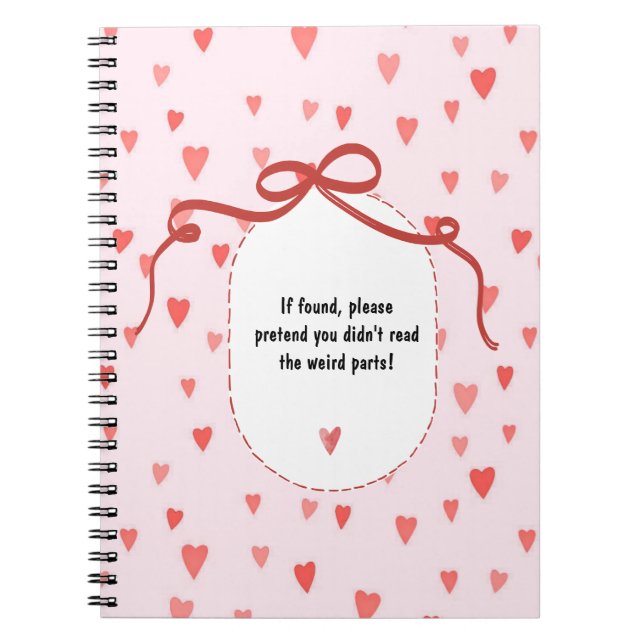 PERSONALIZE French Ribbon Hearts Pattern Notebook Notizblock (Vorderseite)