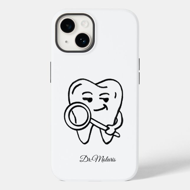 Personalize Funny Dentist Cartoon Tooth Phone Case (Rückseite)
