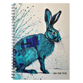 PERSONALIZE GIFT - Abstrakt Blue Hare | Notizbuch Notizblock