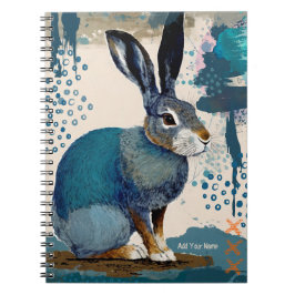 PERSONALIZE GIFT - Blue Art Hare | Notizbuch Notizblock