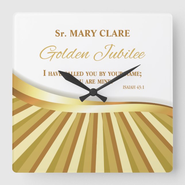 Personalize, Golden Jubilee of Religious Life Quadratische Wanduhr (Vorderseite)