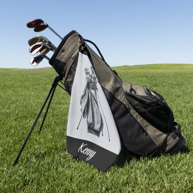 Personalize Gray  Golfhandtuch (Gras)