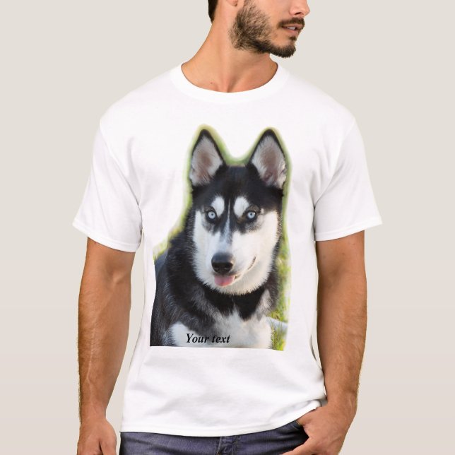 Personalize Happy playful Siberian Husky puppy T-Shirt (Vorderseite)