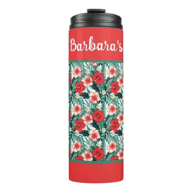 Personalize Hibiscus Flowered  Thermosbecher (Vorderseite)