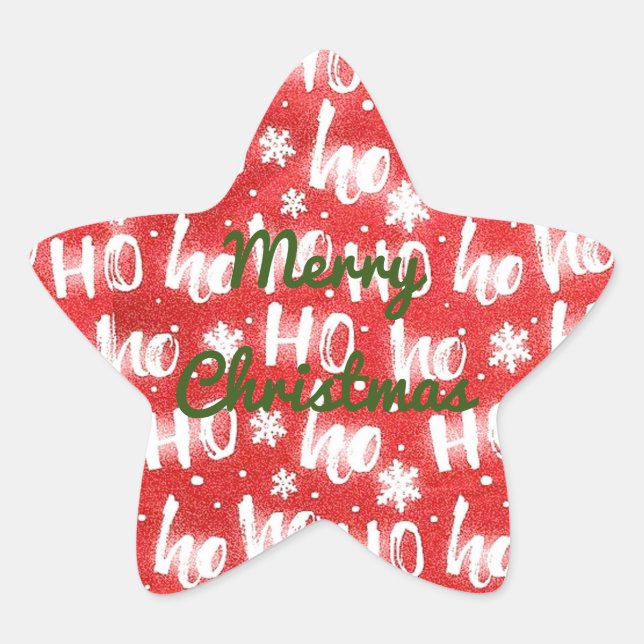 Personalize HO HO HO Weihnachtsaufkleber Stern-Aufkleber (Vorderseite)