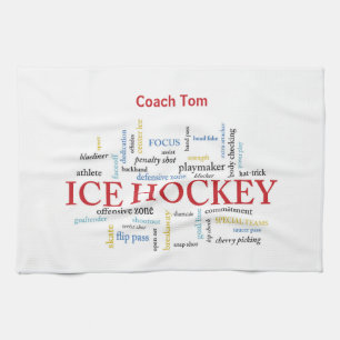 Personalize, Ice Hockey Coach Vielen Dank in Worte Geschirrtuch