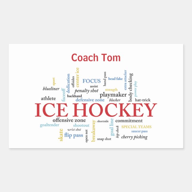 Personalize, Ice Hockey Coach Vielen Dank in Worte Rechteckiger Aufkleber (Vorderseite)