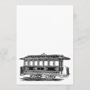 Personalize it  Old tram  streetcar Vintage engine Einladung