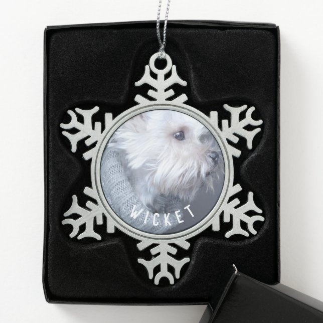 Personalize It! Pet Memorial Schneeflocken Zinn-Ornament (Box)