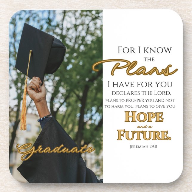 Personalize Jeremiah 29:11 Grad Cap Scripture Getränkeuntersetzer (Vorderseite)