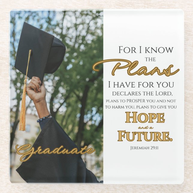Personalize Jeremiah 29:11 Grad Cap Scripture Glasuntersetzer (Vorderseite)
