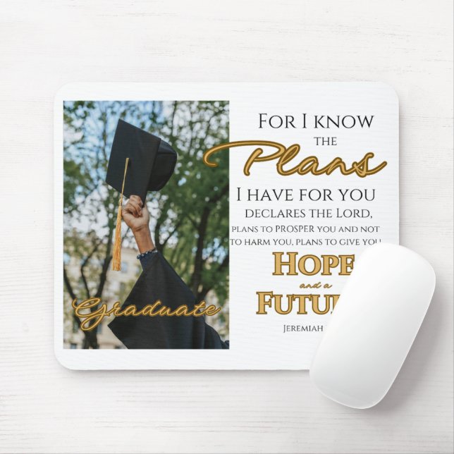 Personalize Jeremiah 29:11 Grad Cap Scripture Mousepad (Mit Mouse)