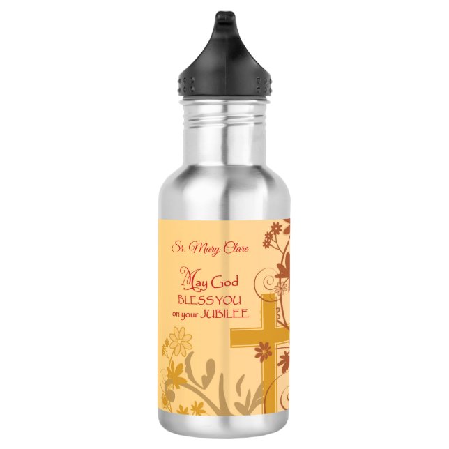 Personalize, Jubilee Anniversary Nun Cross, Wirbel Edelstahlflasche (Rechts)