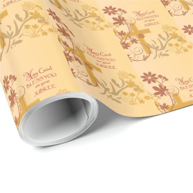 Personalize, Jubilee Anniversary Nun Cross, Wirbel Geschenkpapier (Rolleneckpunkt)