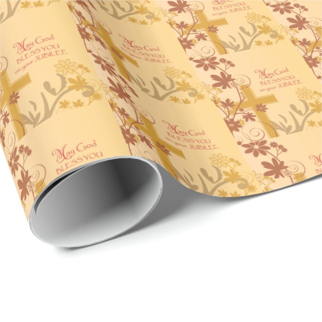 Personalize, Jubilee Anniversary Nun Cross, Wirbel Geschenkpapier (Rolleneckpunkt)