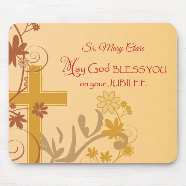 Personalize, Jubilee Anniversary Nun Cross, Wirbel Mousepad (Vorne)