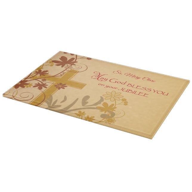 Personalize, Jubilee Anniversary Nun Cross, Wirbel Schneidebrett (Ecke)