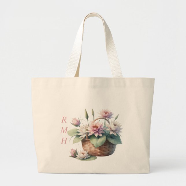 Personalize July Water Lily Tote Bag (Devant)
