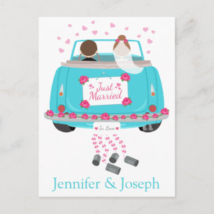 Personalize Just Married Blue Wedding Ankündigung