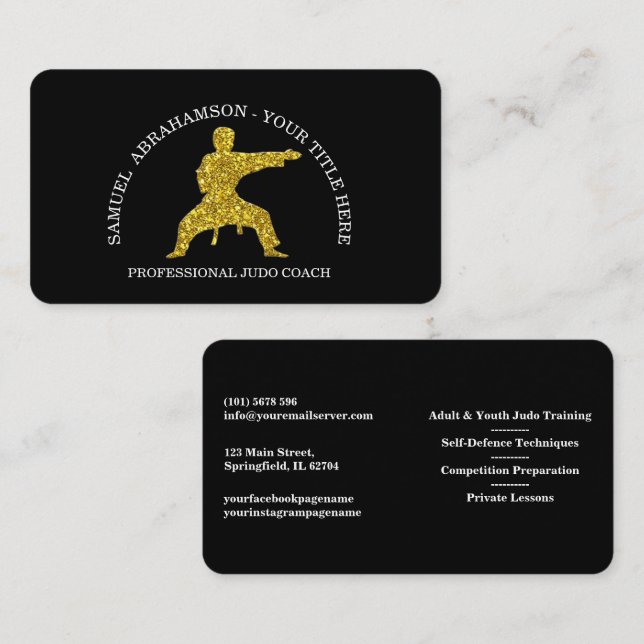 Personalize Karate instructor Gold Kickboxing  Visitenkarte (Vorne/Hinten)