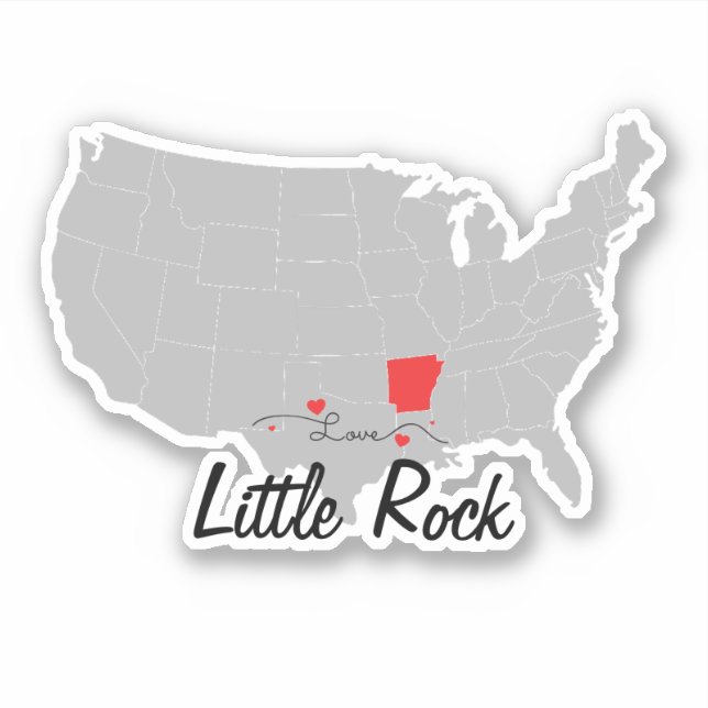 Personalize - Little Rock, Arkansas Map US Aufkleber (Vorderseite)