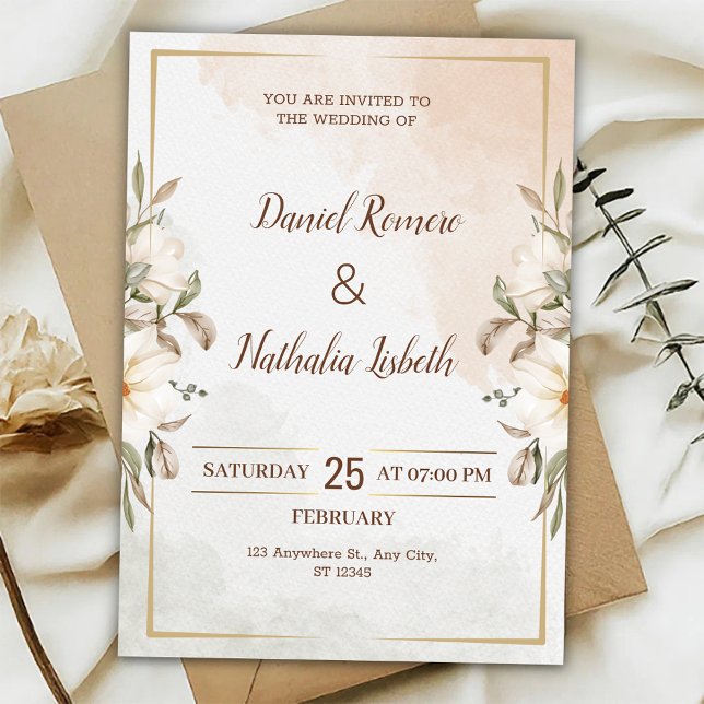 Personalize Minimalistic Floral wedding Invitation Einladung (Von Creator hochgeladen)