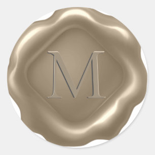 *~* PERSONALIZE Monogramm Erstmaliges Gold Wax-Sie Runder Aufkleber